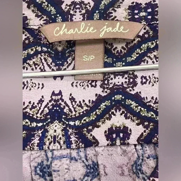 CHARLIE JADE Womens Small Multi Color Print Long Sleeve V Neck Button Dress - Picture 7 of 7